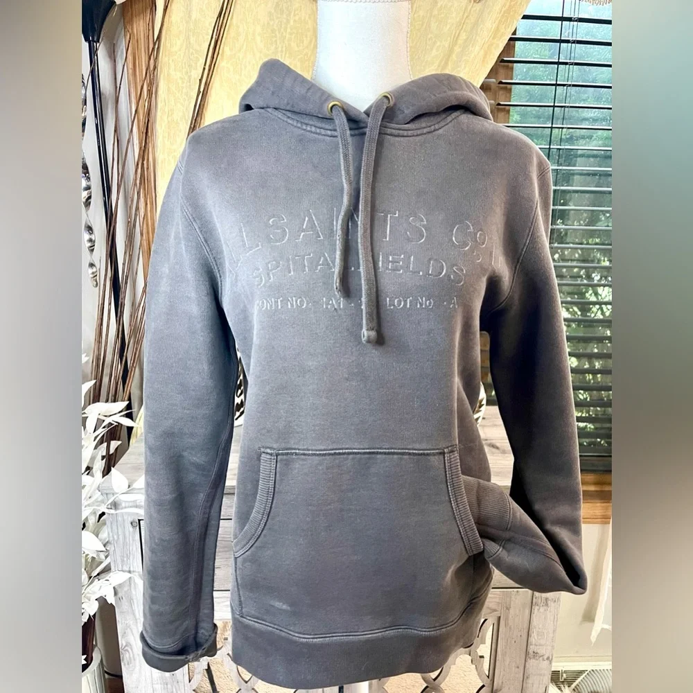 All Saints Charcoal Hoodie for Men - Picture 2 of 6